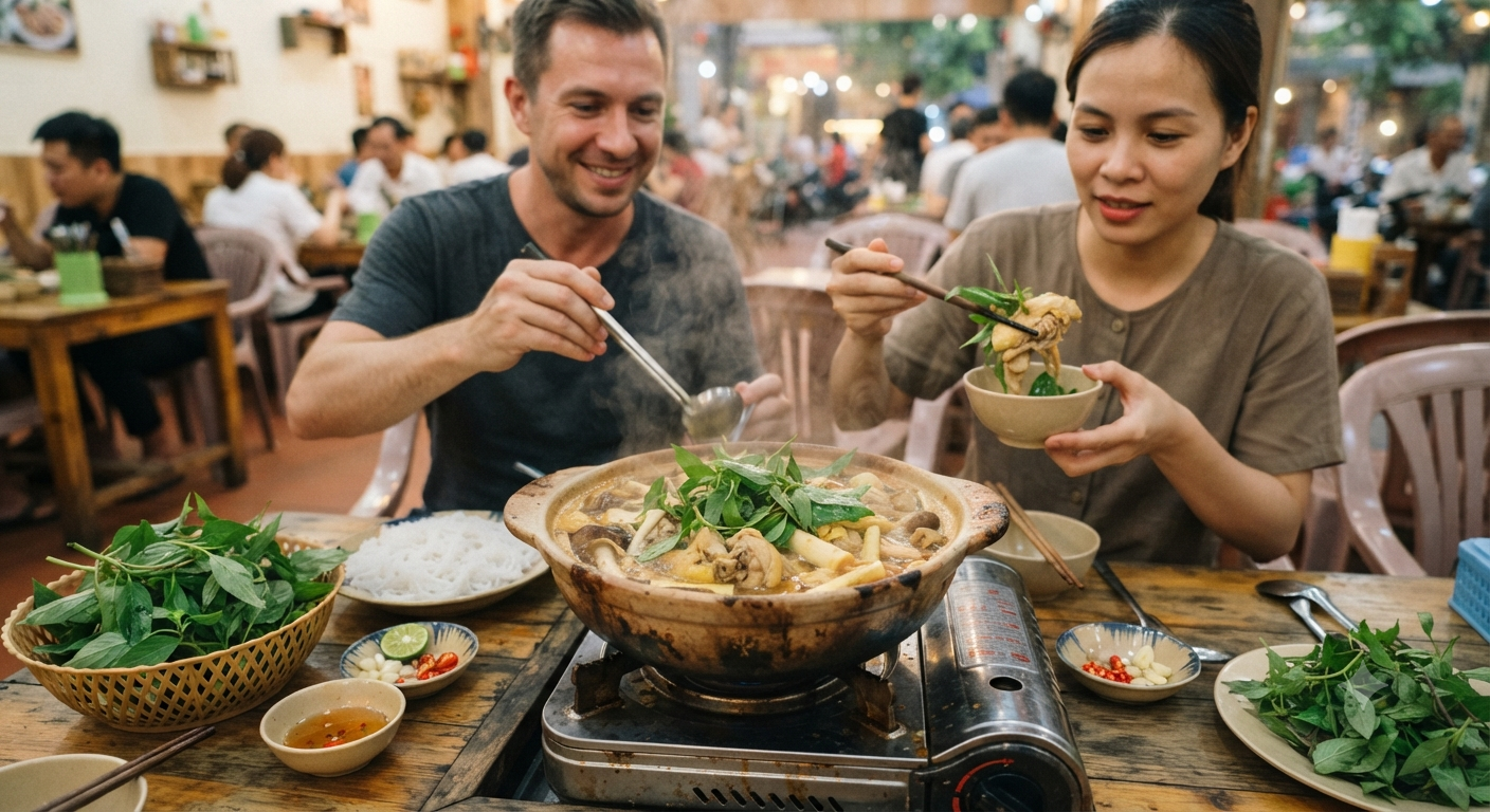 Hương vị độc đáo của lẩu gà lá é